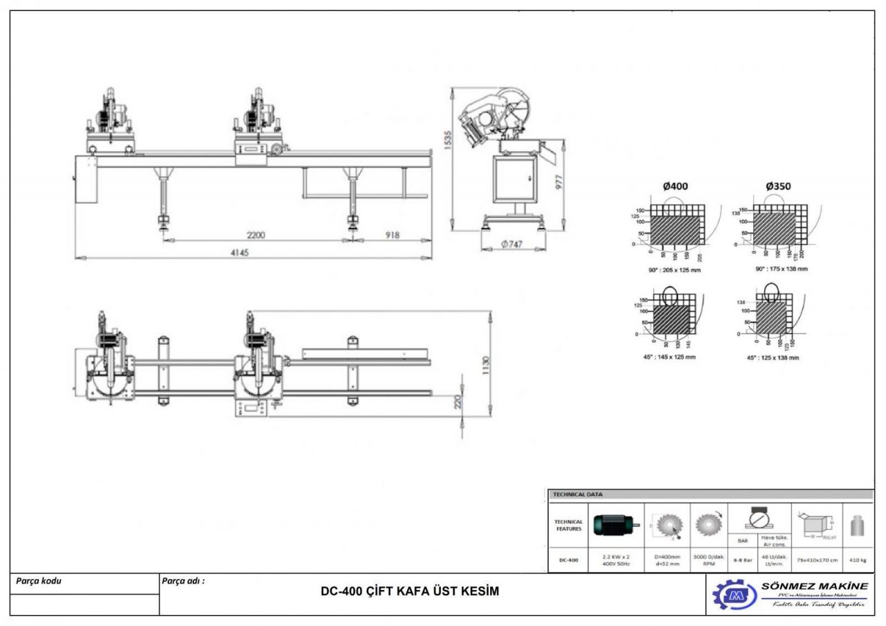 DOUBLE CUTTING MACHINE ( HYDRO PNEUMATIC ) DC400 DC400