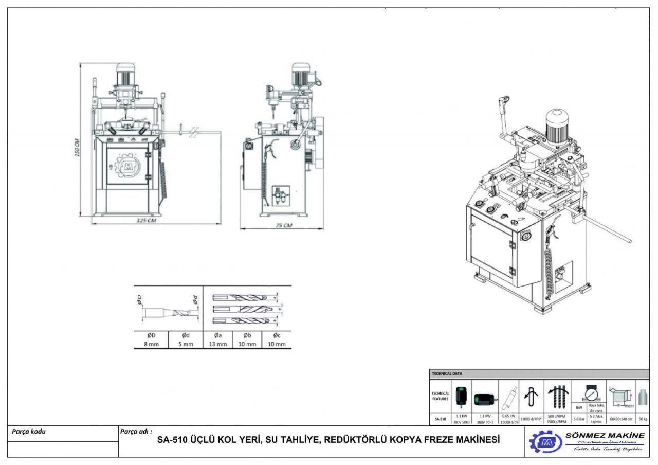 TRIPLE HANDLE, WATER DISPENSER, COPY MILLING MACHINE WITH REDUCTERS SA-510 SA-510